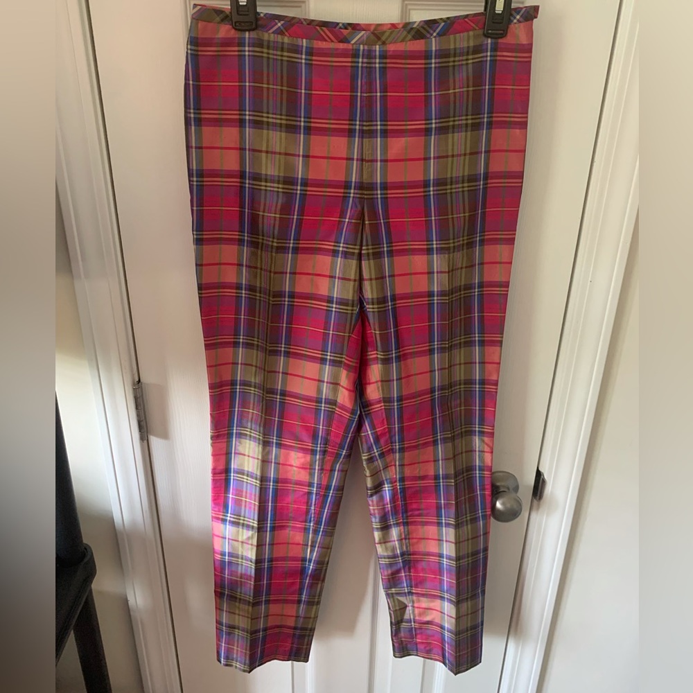 Plaid 100% silk pants!